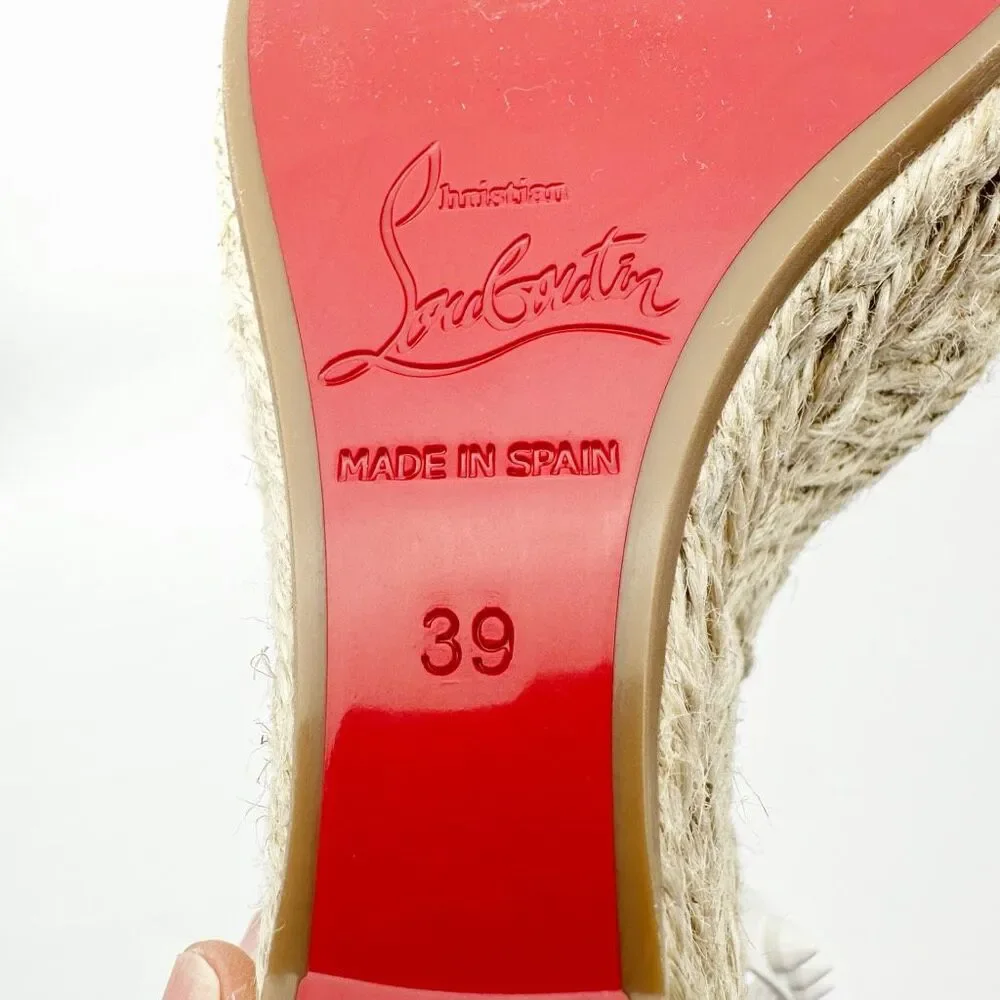 CHRISTIAN LOUBOUTIN Mafaldina Wedge Heels 39 US 8.5 Spiked Sandals White Leather